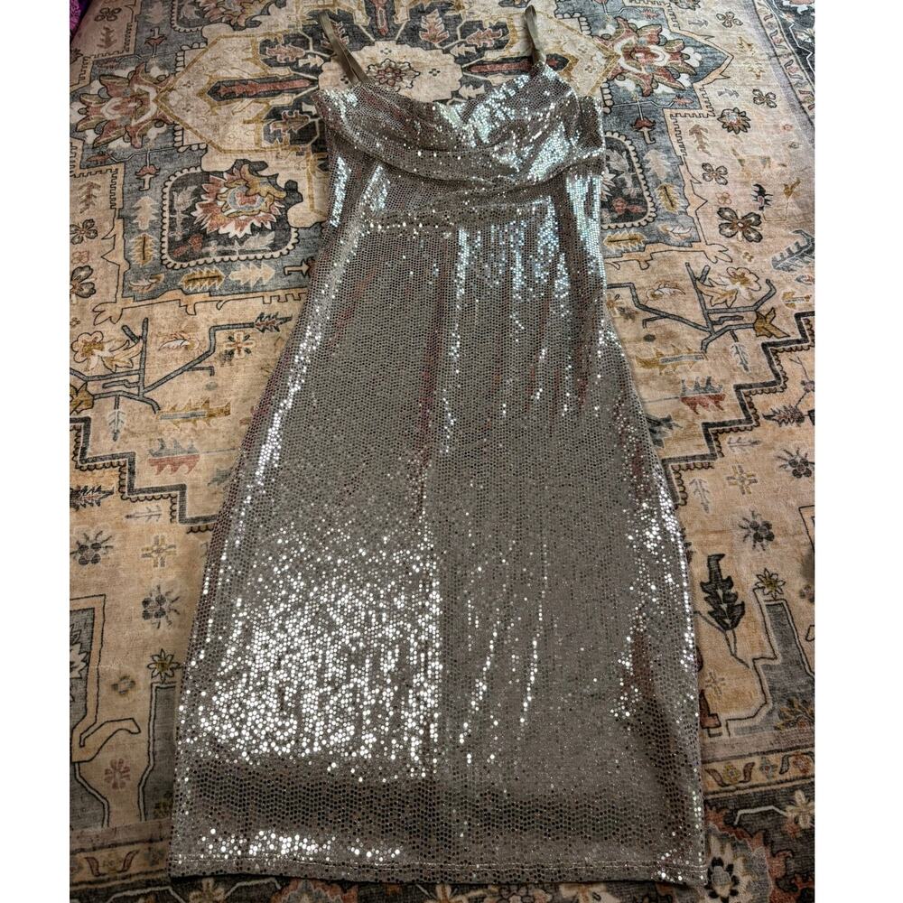 True Vintage Bebe Shiny Sparkle 90s Made in USA Party Night Out Dress Mini Dress